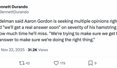 "Aaron Gordon is seeking multiple opinions on his hamstring injury"-Bennett Durando
