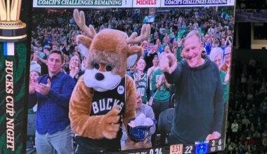 Manager of the Year taking in the Bucks game last night.
