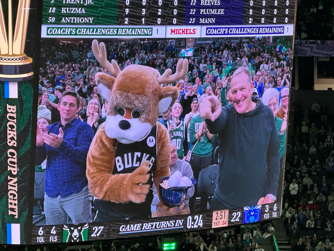 Manager of the Year taking in the Bucks game last night.