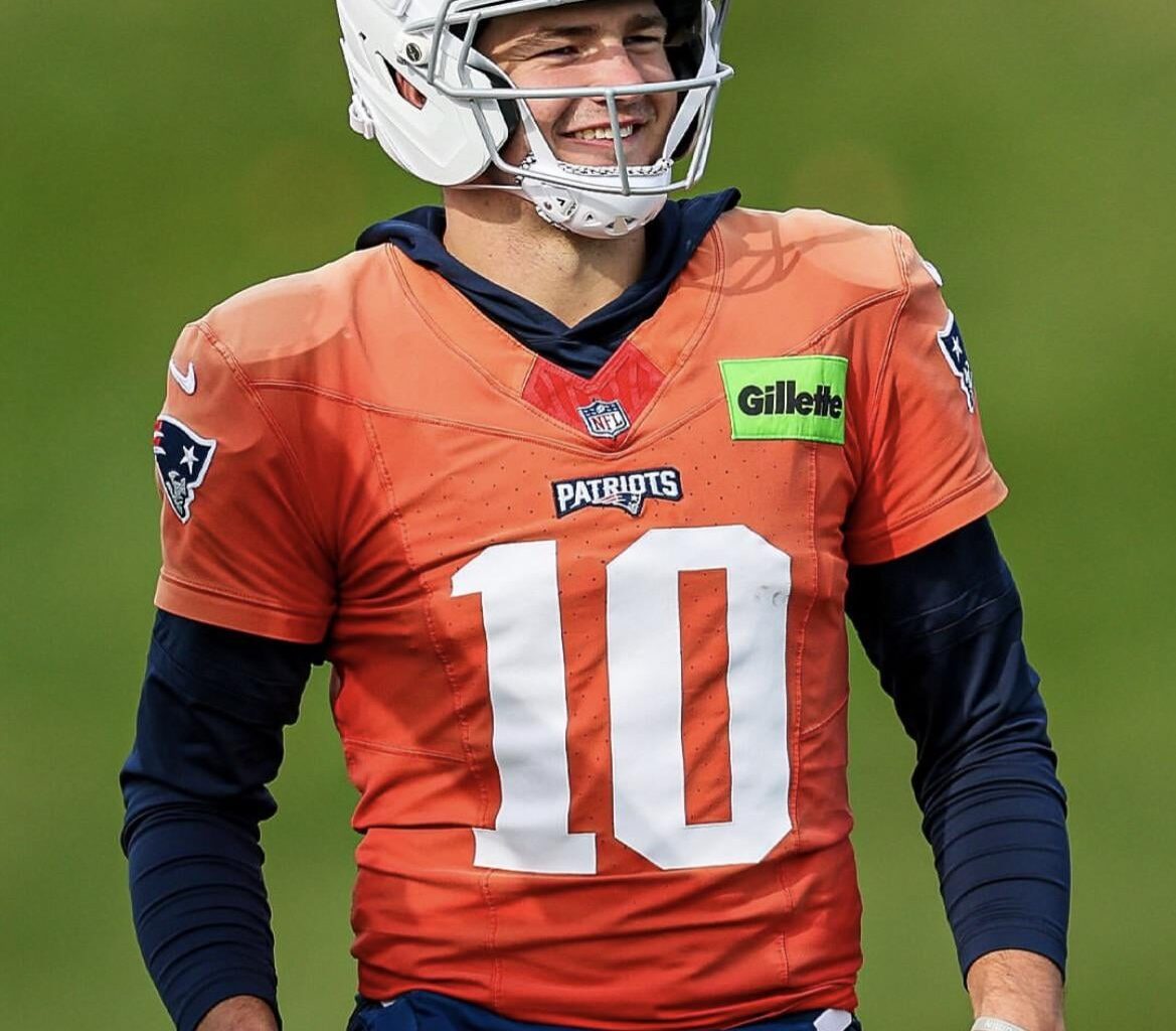 Drake Maye in the new Rivalries helmet