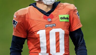 Drake Maye in the new Rivalries helmet