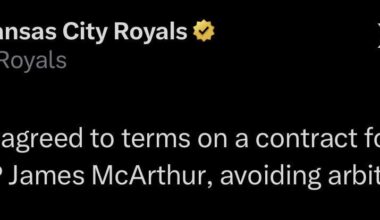 [Royals] “We have agreed to terms on a contract for 2026 with RHP James McArthur, avoiding arbitration”