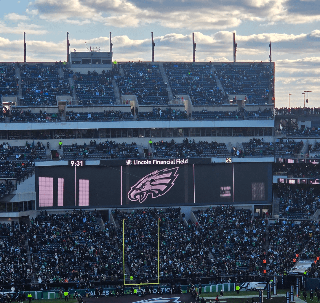 All the electronic billboards are in black and white for today's blackout game.