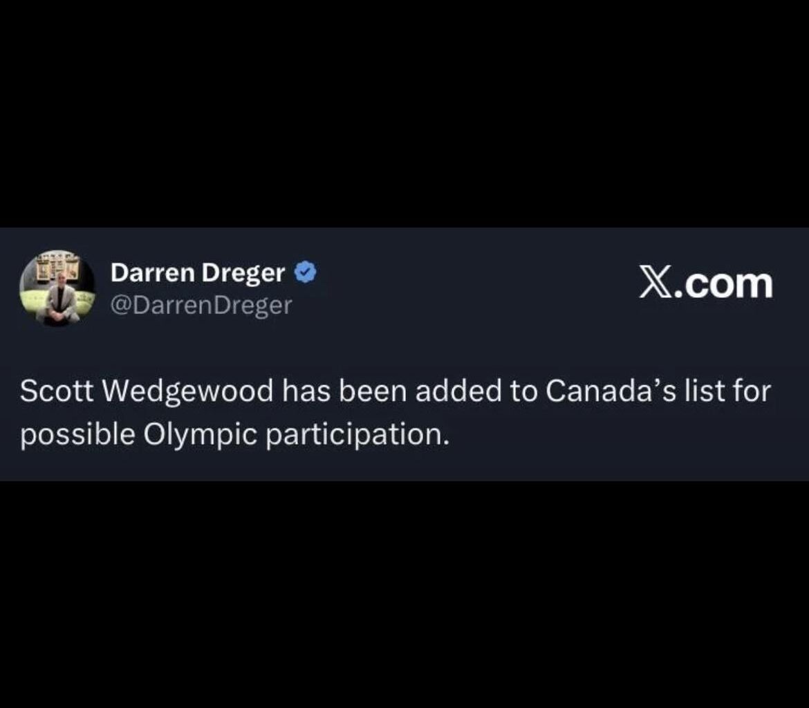 Scott Wedgewood has been added to Canada’s list for possible Olympic participation.