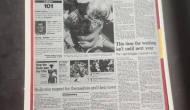 Got these press plates from a succession of Bull's games with Jordan in the 90s.