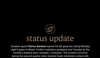 Cavs injury update regarding DG