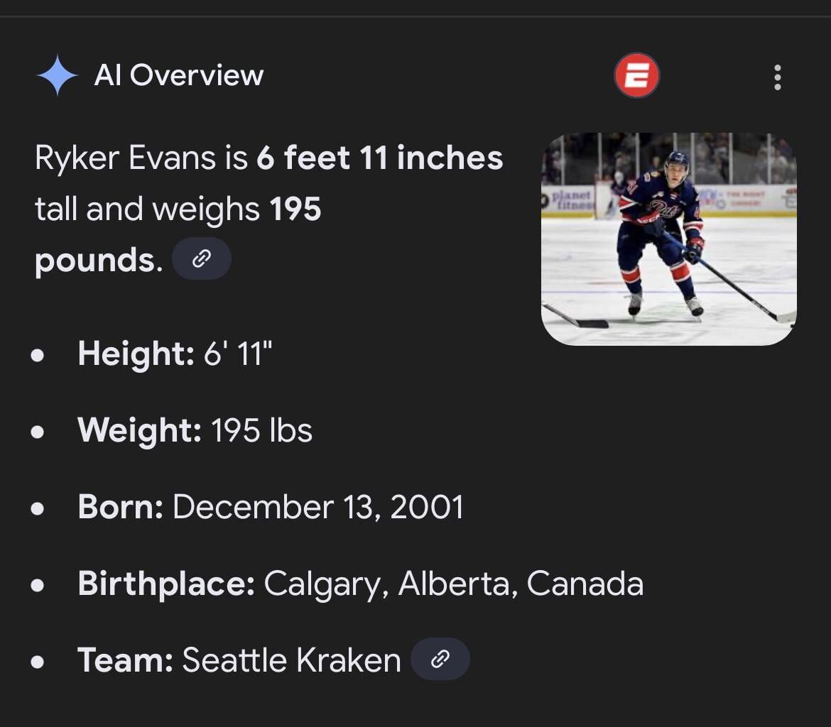 According to google AI, Ryker Evans is the tallest player to ever be in the NHL