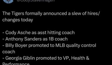 The Tigers formally announced a slew of hires/changes today