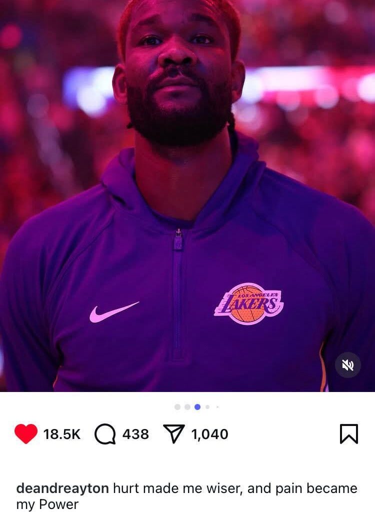 Deandre Ayton on IG: hurt made me wiser, and pain became my Power
