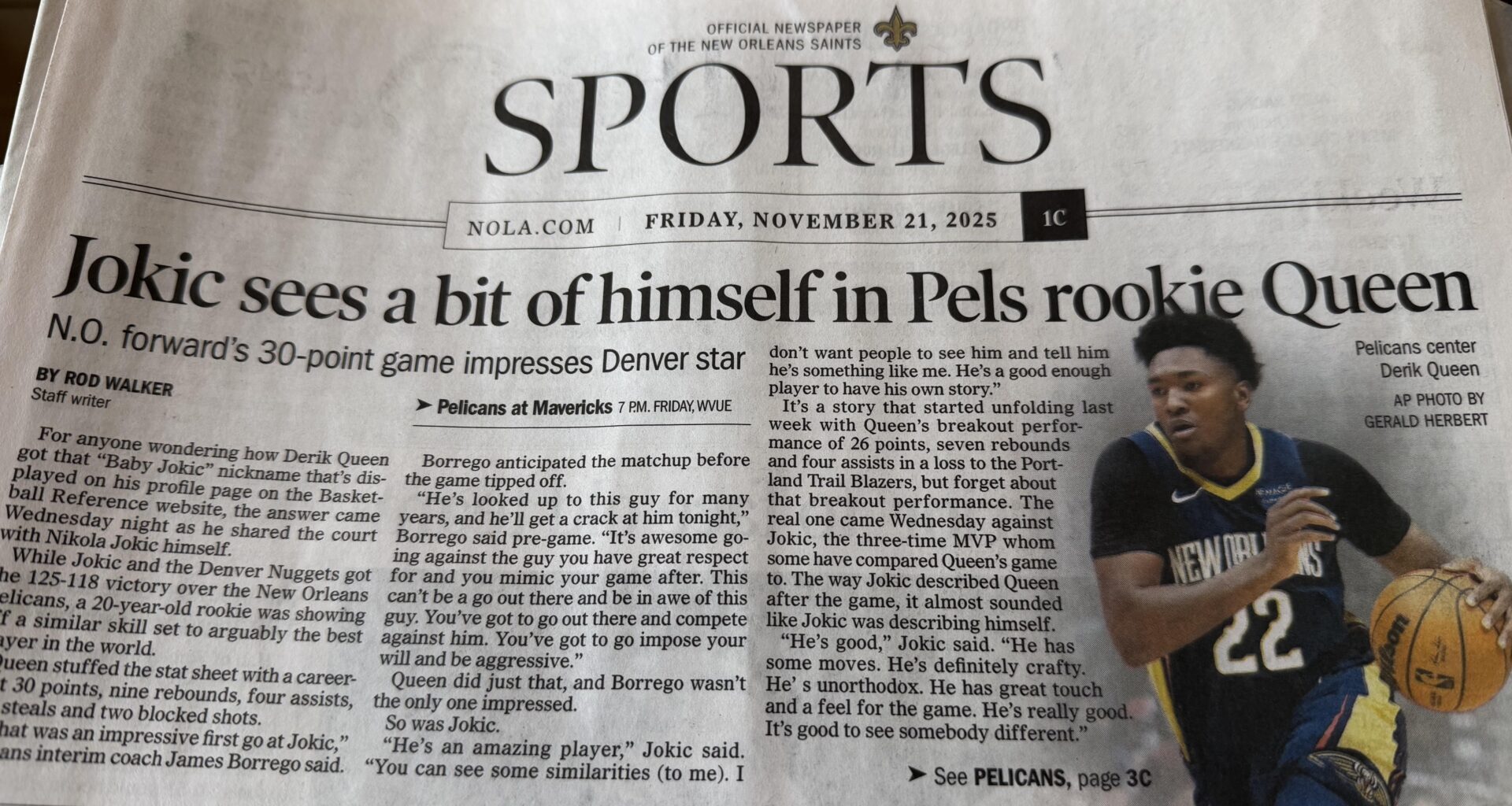 Queen is the sports page