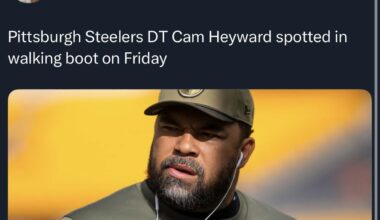 Cam Heyward in a walking boot Friday