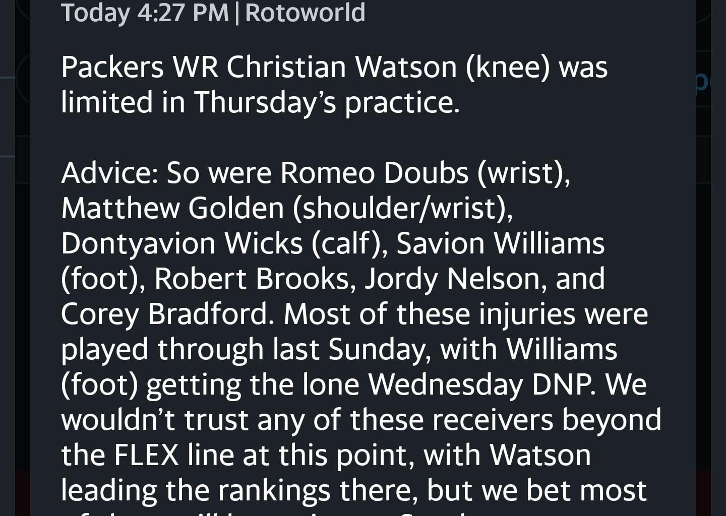 Don't worry, Rotoworld, we're frustrated too lol