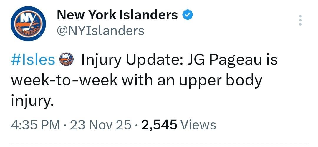 Pageau week-to-week (UBI)