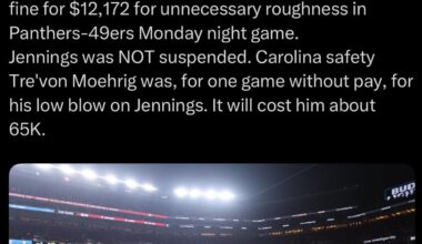 [Fowler] Jauan Jennings also fined for actions with Moehrig