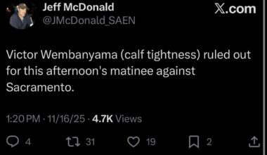 Wemby is out for today