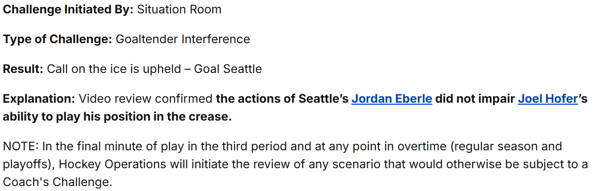 Situation Room Initiated Challenge: SEA @ STL – 19:58 of the Third Period
