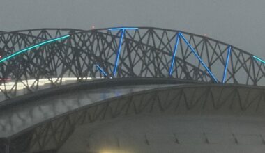 The T-Mobile Park roof after the Mariners announced the signing of Josh Naylor