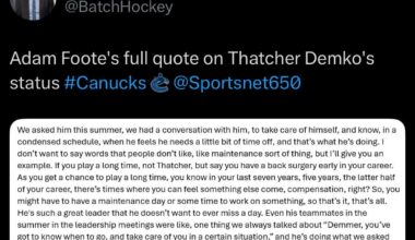 Footey’s full quote on Demmer @BatchHockey (Twitter/X]
