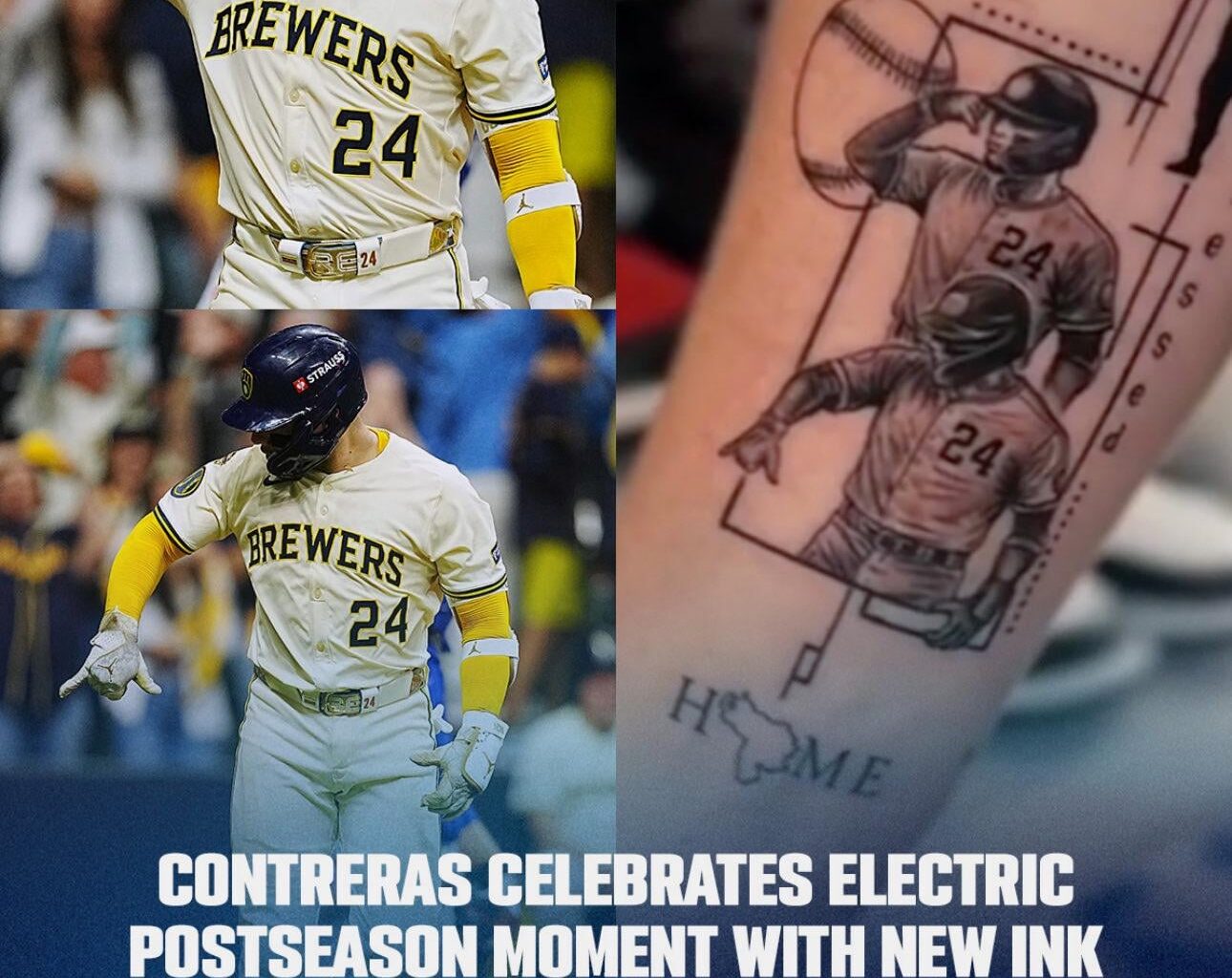 [Brewers] Contreras celebrates electric postseason with "phone moment" tattoo