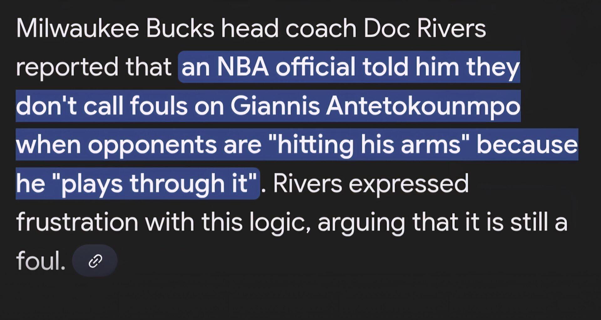 Giannis, "integrity", and "fairness" amongst players via NBA officiating and the glaring double standard that one official literally admitted to Doc Rivers mid game..