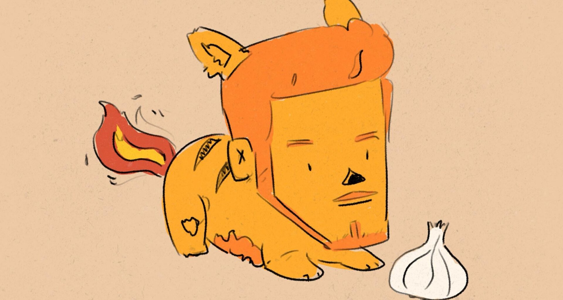 Good Vibes Janky Drawing: Fire Wolf