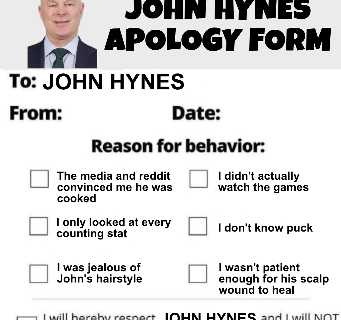 As a certified Hynes hater, I have to admit, this humble pie is necessary