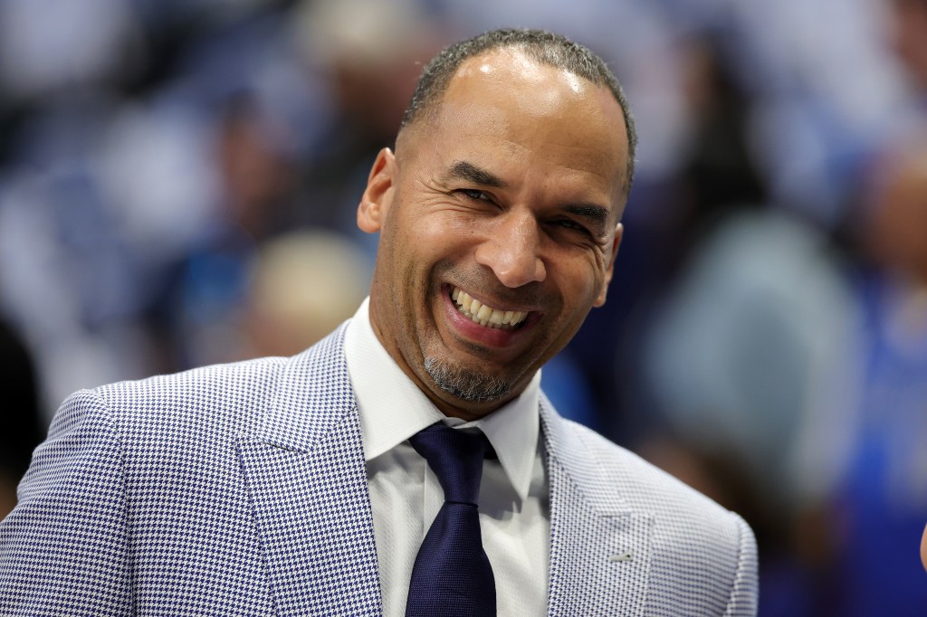General manager Nico Harrison of the Dallas Mavericks watching a game.