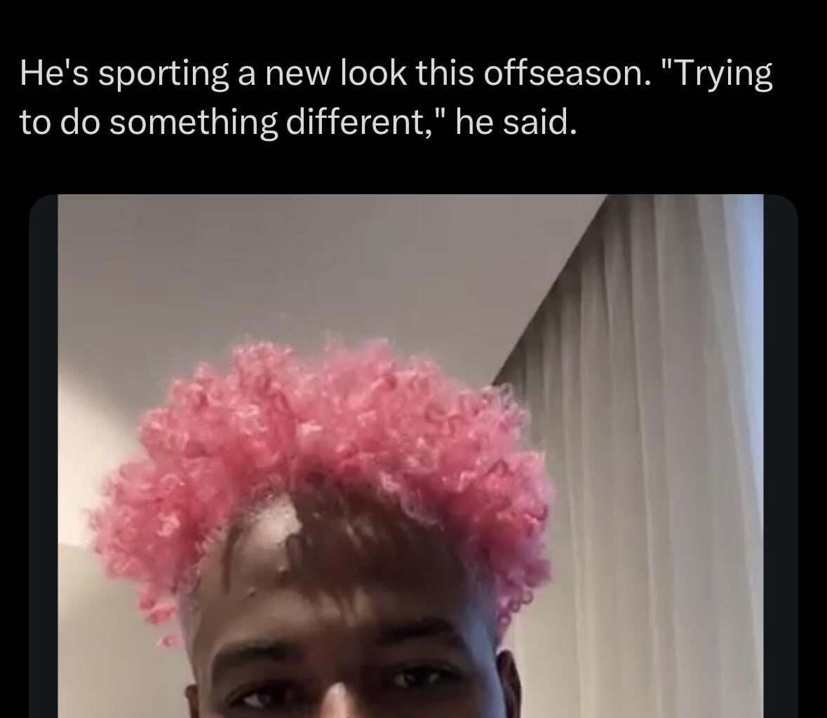 Maikel with Pink hair