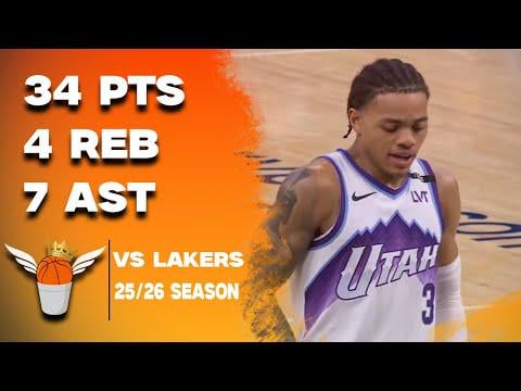 Keyonte George 34 Points/7 Assists vs Lakers Full Highlights! (11/18/2025)
