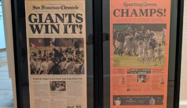My dad kept this newspaper from the 2010 World Series so I framed some of it