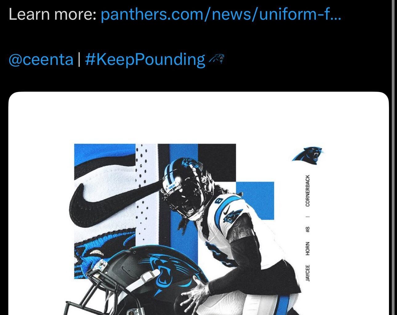 [Panthers] A look at mondays new uni combo