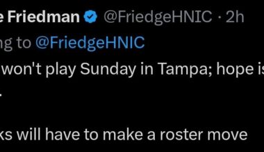 Kampf will not play in Tampa, hopefully against the Panthers. Roster move needed. @FriedgeHNIC [X/Twitter]