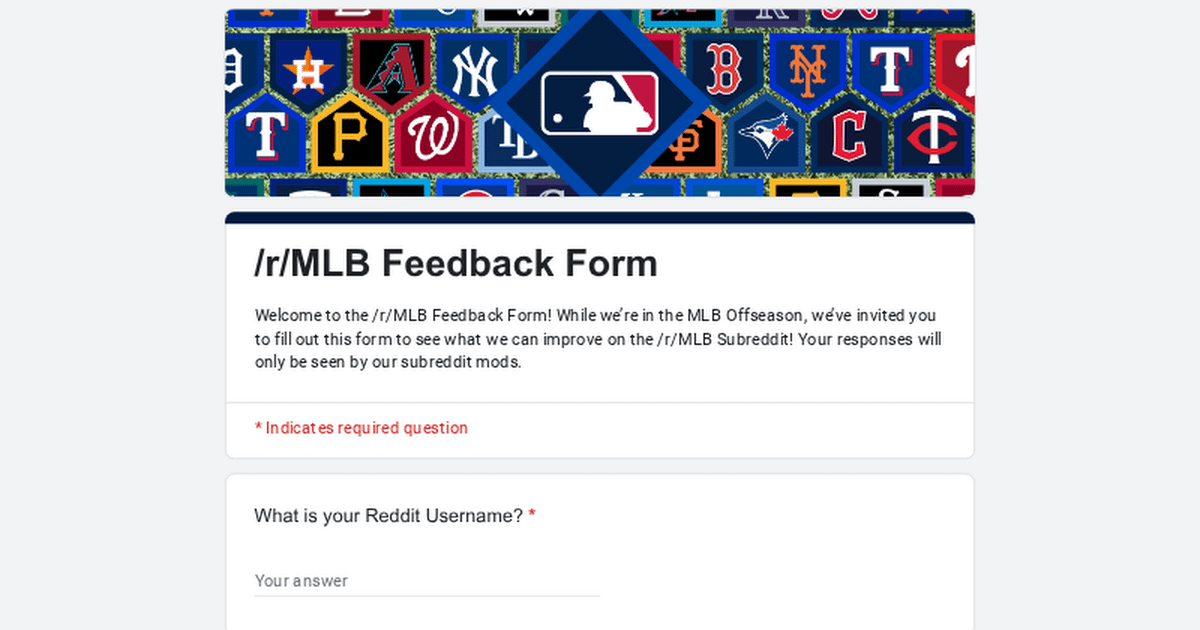 [Mod Announcement] /r/MLB Feedback Form