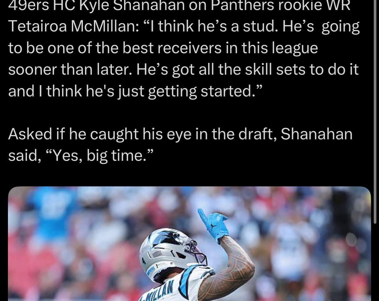 [Schefter] Shanahan has high praise for TMac