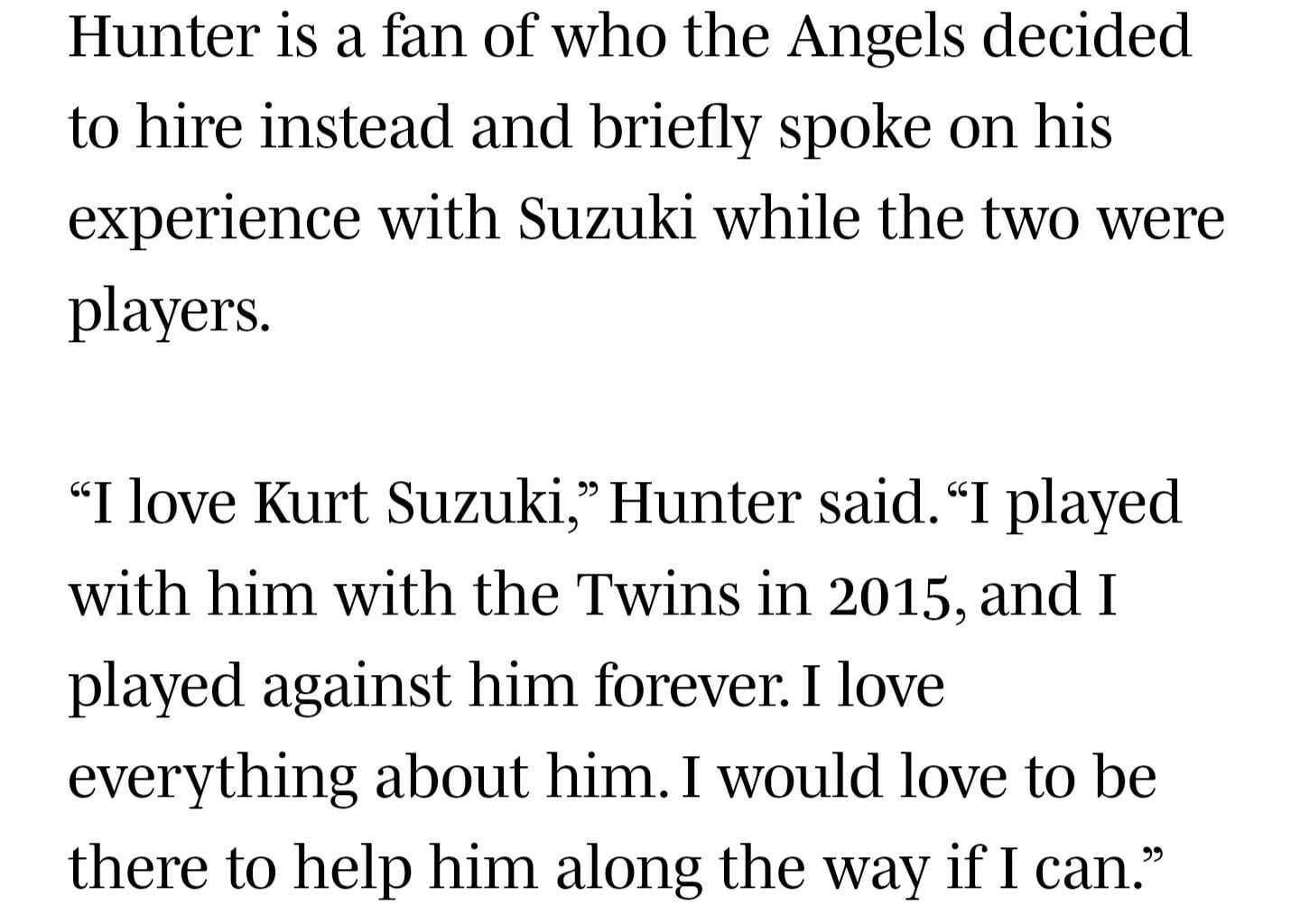 Torii Hunter would love to help Kurt Suzuki