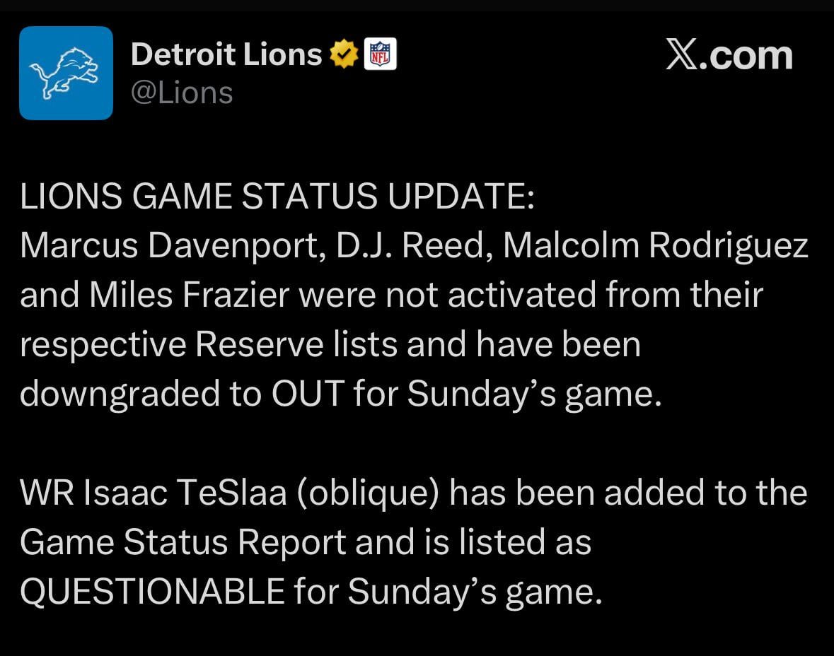 Lions Game Status Update
