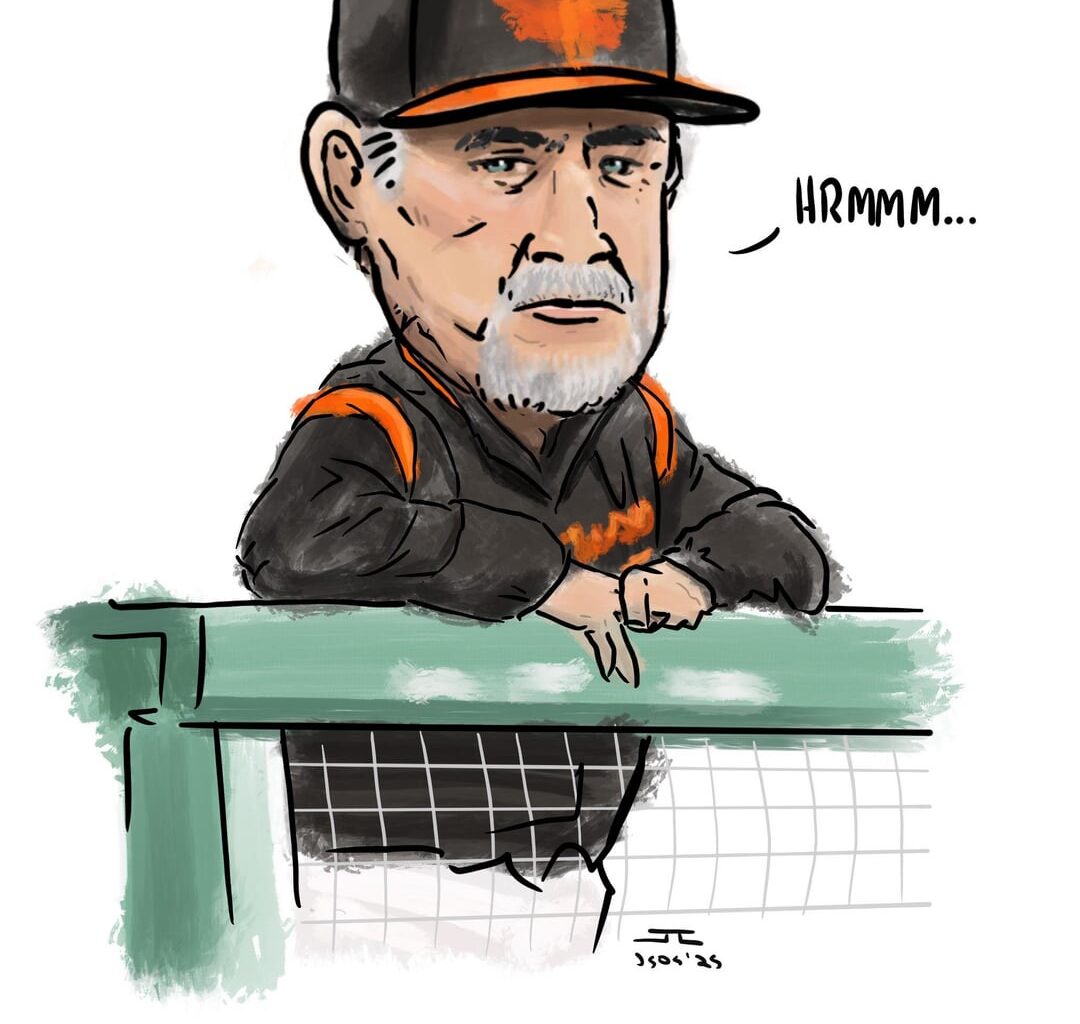 [fan art] Drawing Bruce Bochy’s head bigger every week until February: Week 1