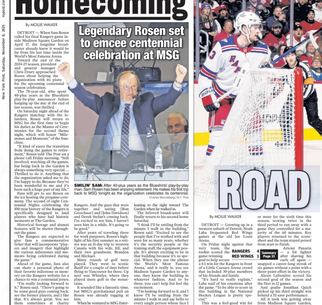 Sam will be back at MSG tonight for the first time since he retired