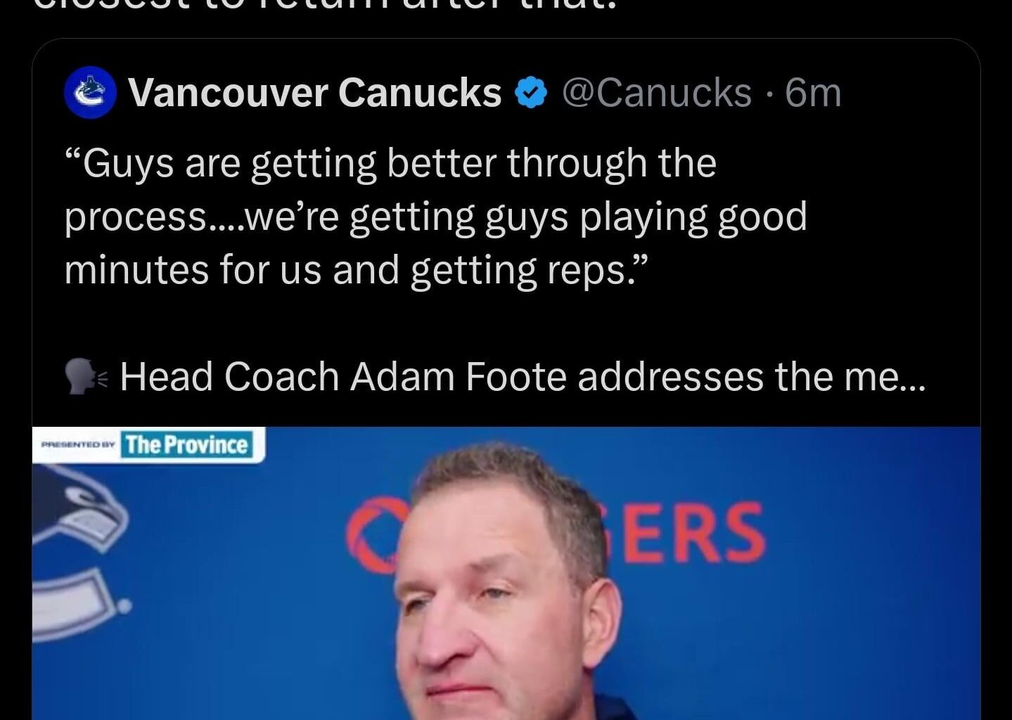 [Batchelor] The coach confirms Hughes is in, and says Garland is close with Blueger the next closest to return after that.