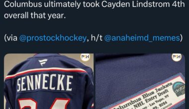 [BR Open Ice] The Blue Jackets prepped a jersey for Beckett Sennecke in the 2024 Draft, but he was taken by the Ducks with the pick right before 👀
