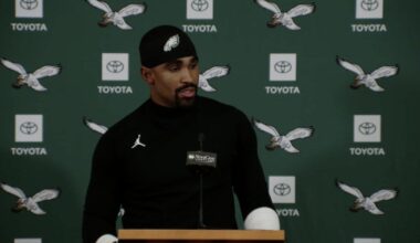 Jalen Hurts was asked if any frustrations have been brought directly to him: "I don't wanna get into that, but no they haven't though. Y'all [media] bring it to me."