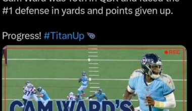 Against the #1 defense, Cam Ward finished 10th in QBR this week