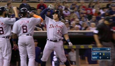 James McCann Puts the Tiger's up 6-0 with a 3 Run Bomb vs the Twins. Rod Allen on the call