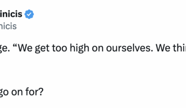 [Chad DeDominicis] There it is from Tage. “We get too high on ourselves. We think we’re better than we are.” How long will this go on for?