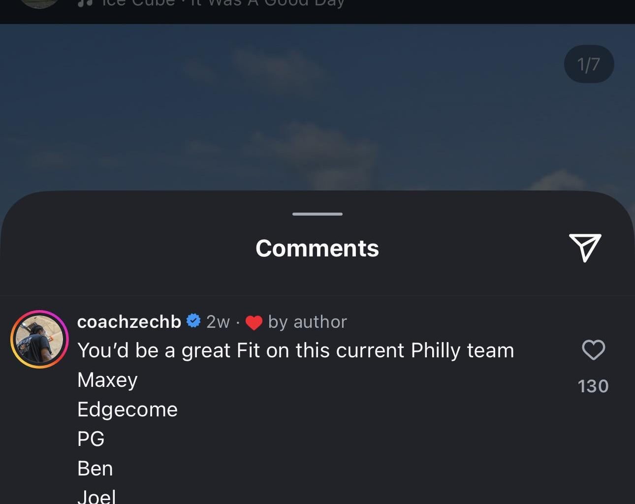 Ben Simmons likes a comment about coming back to the Sixers