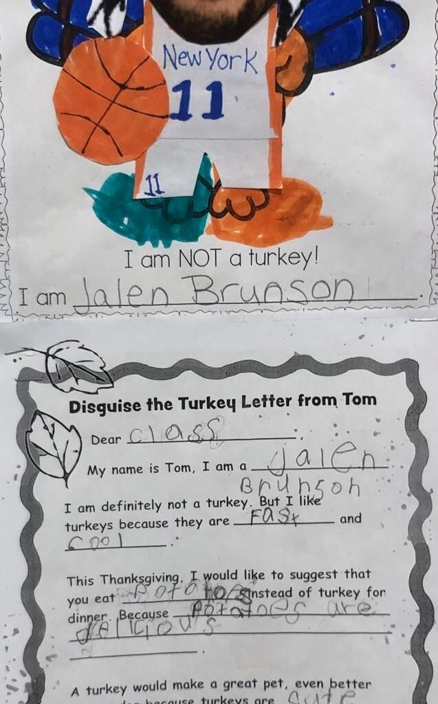 My girl teaches first grade and one of her students made this for a Thanksgiving assignment