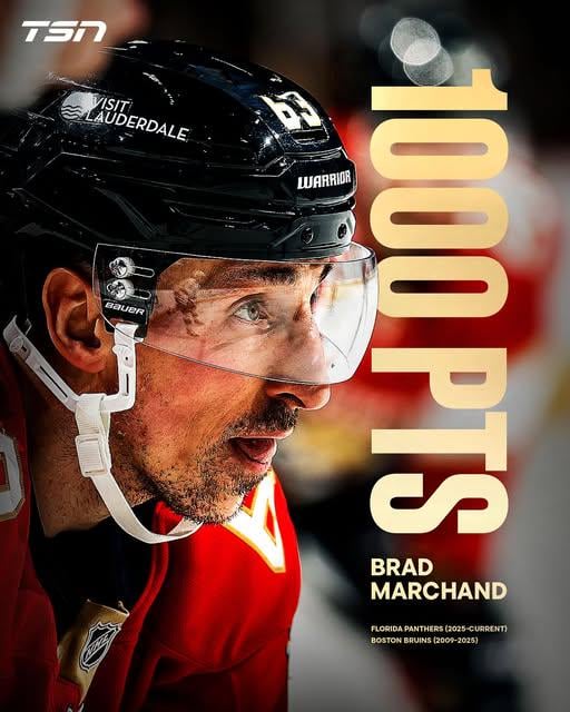 That's 1,000 Career Points for Brad Marchand