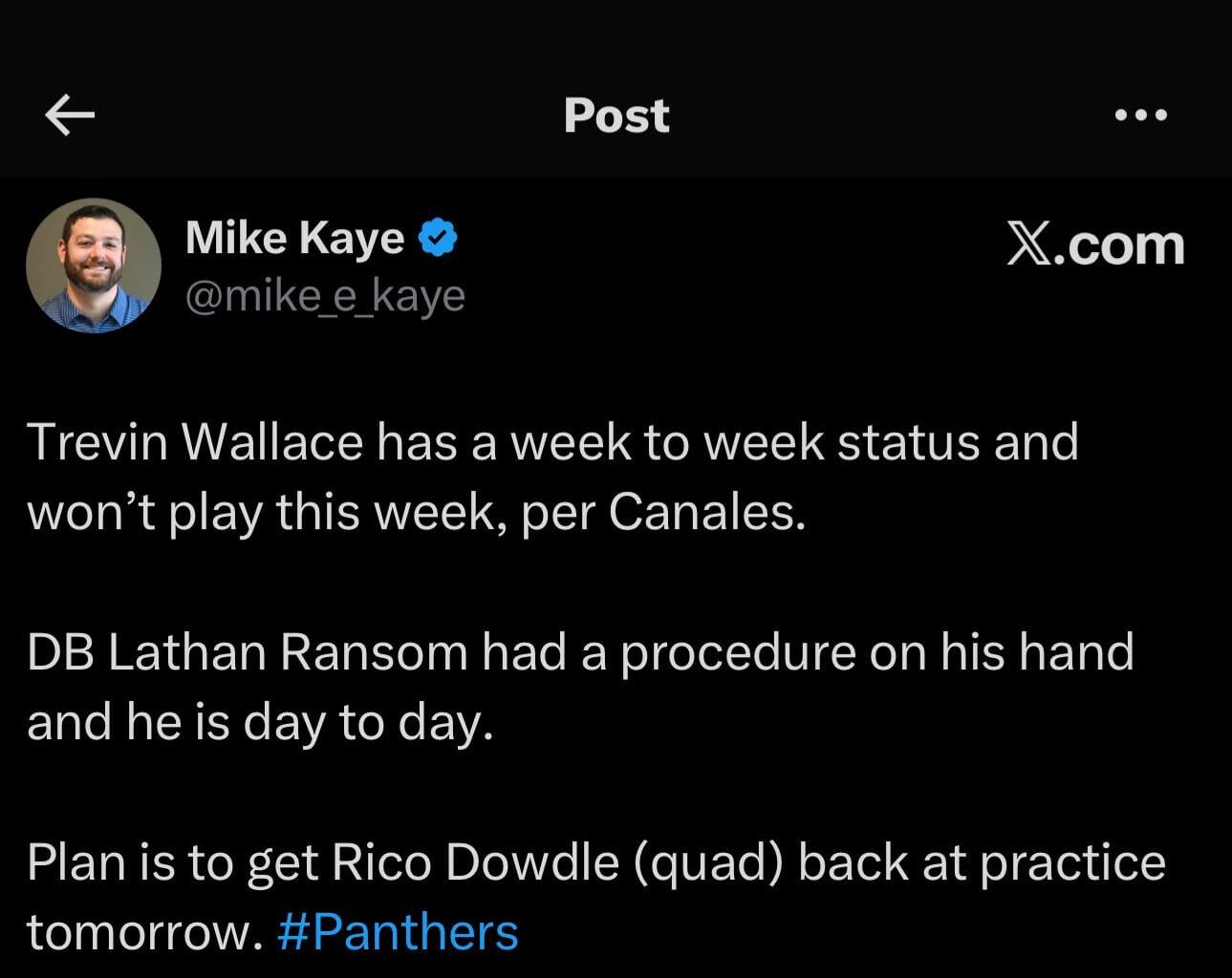 [Kaye] Today’s injury updates