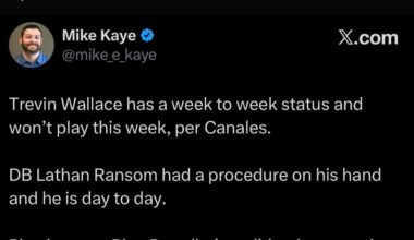 [Kaye] Today’s injury updates