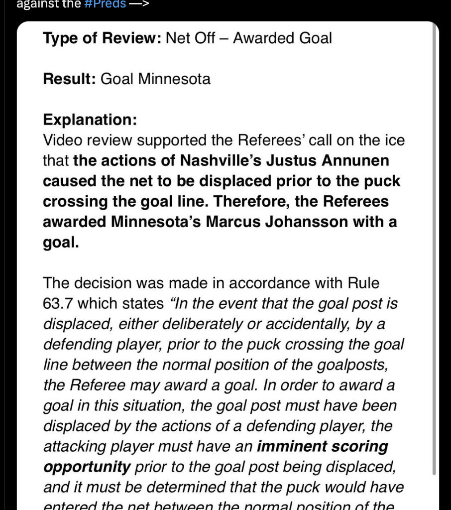 It's still clear as mud as to why the Wild's OT goal counted